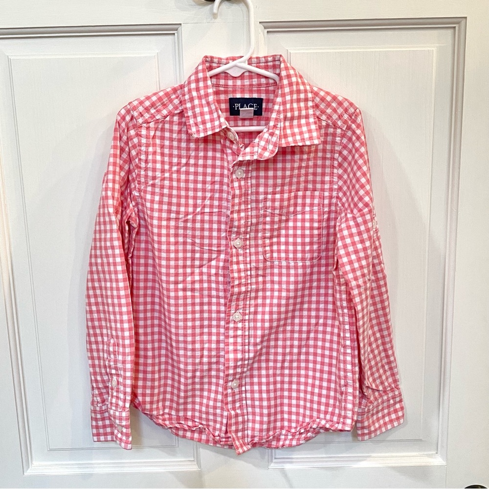 Children’s Place pink check shirt 5/6 S